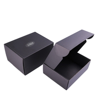 Emballage en carton ondulé noir avec logo personnalisé, boîte en carton d'expédition, boîte pliante personnalisée mate, boîtes postales