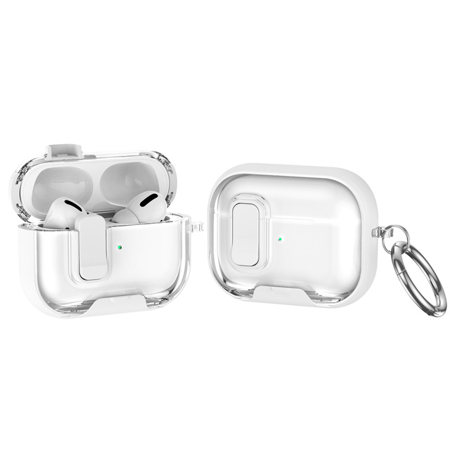 For Airpods Pro 3 New Plain Transparent Locking Switch Stand TPU Earphone Case Protective Cover Anti-drop Case for AirPods 4