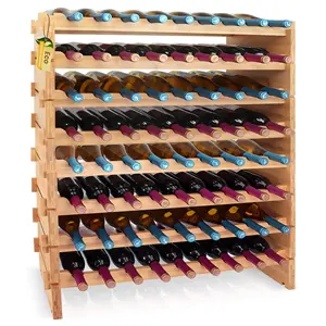 Benutzer definierte 72 Flaschen stapelbare modulare Wein regal Wein regal Massive Bambus Weinhalter Display Regale