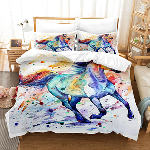 Nouveau design doux microfibre 1800tc enfants ensemble de literie housse de <span class=keywords><strong>couette</strong></span> cheval imprimé housse de <span class=keywords><strong>couette</strong></span> ensemble - Product Image 3