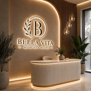 Insegna LED 3D Personalizzata con Logo Retroilluminato, Lettere Illuminate in Acciaio Inox Dorato per Branding Interno Ufficio, Insegna LC - Product Image 5