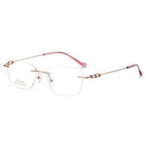 Lunettes de lecture pour adultes en or pur, monture 3 pièces, lunettes sans monture en titane pour femmes, verres confortables AC, style imprimé classique - Product Image 3