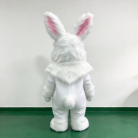 Kostum Maskot Kelinci Putih Fursuit Kustom Dewasa, Dapat Dipakai, Berbulu Halus, Realistis, Cocok untuk Karnaval, Cosplay, dan Iklan