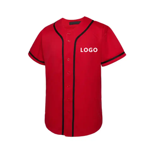 Haut court imprimé blanc uni col en v maillot de baseball uniforme de baseball - Product Image 5