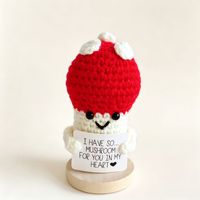 Poupée Champignon Tricotée à la Main, Adorable Décoration de Bureau en Fil Crocheté Style Art Déco, Excellent Cadeau pour Pâques et Anniversaire, Décoration Intérieure