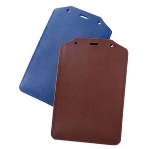Vintage Style Dual Vertical PU Leather RFID Badge <b>Holder</b> Transparent ID <b>Card</b> & Credit <b>Card</b> Name <b>Holder</b> - Product Image 3