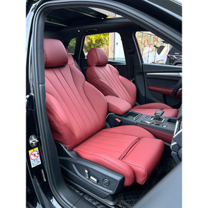 Housse de siège de voiture universelle en PVC <span class=keywords><strong>noir</strong></span> et rouge, imperméable, en cuir PU, ensemble complet pour Audi A6 C7 C6, housse de protection - Product Image 6