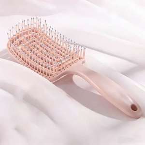 Brosse à cheveux démêlante à dents fines, design creux, poils en plastique, manche en ABS, brosse à cheveux pour cheveux normaux, utilisation à sec ou mouillée - Product Image 4