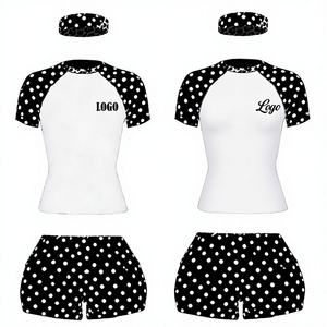 Traje de Mujer en Oferta, Traje Casual con Pantalones Cortos, Estampado de Lunares, Logotipo Personalizado, <span class=keywords><strong>Camisa</strong></span> de Algodón de Alta Calidad, Ropa, Traje de Mujer con Pantalones Cortos - Product Image 2