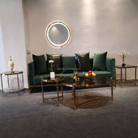 Table basse moderne en acrylique et verre avec structure métallique, forme ronde, table d'angle, mobilier d'intérieur pour salon, hôtel, table d'appoint
