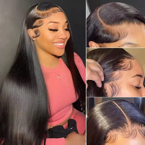 วิกผมอินเดียแบบสวมใส่ได้ทันที <span class=keywords><strong>ผม</strong></span>แท้ 4x4 Closure Lace Front จัดเรียงเกล็ดผม ไม่ต้องใช้กาว HD Lace Frontal Wig - Product Image 5