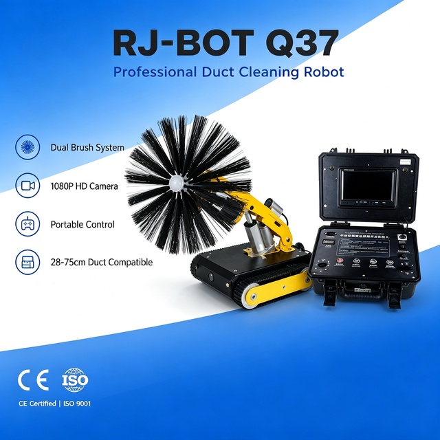 RJ-BOT Q37 HVAC Air Duct Cleaning Robot with HD Inspection Camera and Vacuum System