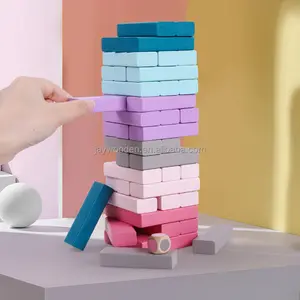 도매 맞춤형 로고 나무 45개 조각 블록 나무 텀블링 타워 클래식 토플 타워 선물 도미노 세트 교육용 장난감 - Product Image 1