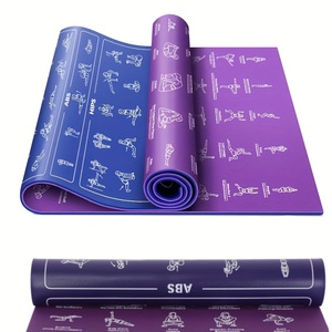 Tapis de <span class=keywords><strong>yoga</strong></span> double face avec 75 illustrations de poses et exercices d'étirement, antidérapant, extra épais, sac de rangement, cadeau pour débutants - Product Image 2