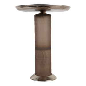 Tavolino con piedistallo in metallo e piano in vetro, tavolino contemporaneo piccolo per comodino o tavolino da notte - Product Image 3