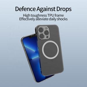 Nouvel étui de téléphone transparent magnétique à la mode 2022, TPU mat 2 en 1, anti-choc, étui en verre trempé pour iphone 12 13 14 pro max - Product Image 3