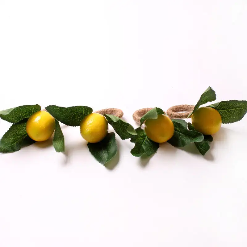 Amazon best seller handmade simple creative emulation Lemon plant napkin rings table decoration for Wedding festivals