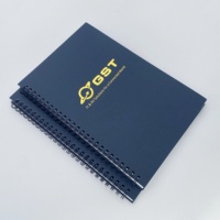 Carnet personnalisé avec logo en feuille d'or, couverture bleue, reliure spirale, pages lignées, bloc-notes pour le bureau, l'école, l'écriture, pour la promotion