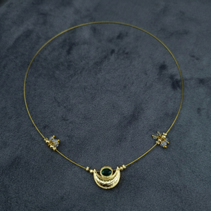 Luxury Gold Crescent <b>Moon</b> Pendant <b>Necklace</b> for Women Green Stone Minimalist Fashion Jewelry Elegant Daily Wear <b>Necklace</b> Set - Product Image 2