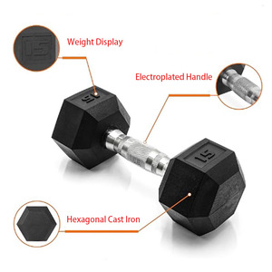 <span class=keywords><strong>Haltères</strong></span> hexagonaux en gros d'usine 5KG 10KG 15LB 20LB, revêtement caoutchouc, poids fixe, équipement de fitness pour salle de sport - Product Image 5