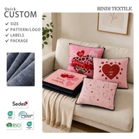Coussin-plaid 2-en-1 Bindi à imprimé cœur Saint-Valentin, en flanelle polaire, personnalisable avec logo, pour cadeau de fêtes