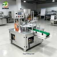 Machine de remplissage et de scellage semi-automatique pour petits pots de yaourt et de pouding, avec dosage par pompe et composants PLC, pour l'emballage alimentaire en plastique