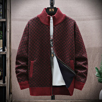 Blouson Bomber Homme Personnalisé Automne Hiver, Col Montant en Toile, Logo Frontal, Cardigan Épais en Maille pour Homme