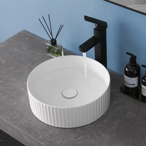 Évier de salle de bain moderne et rond, évier d'italie en porcelaine noire mat en céramique, lavage à main, 78728MB, modèle - Product Image 4