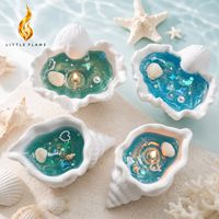 Bougie en gel parfumée LF Luxury Ocean Seashell Jelly avec coquillages et perles, dans un pot en céramique, étiquette privée, vente en gros