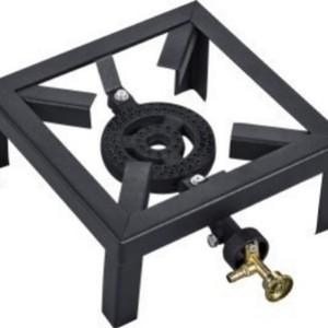 Réchaud à gaz en fonte à brûleur unique noir pour camping extérieur avec protection anti-extinction de flamme - Product Image 1