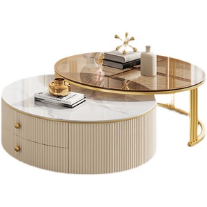 Hanyee 2023, venta al por mayor, diseño de muebles, mesas de centro de cristal modernas, Metal personalizado de juegos de estilo de acero inoxidable, embalaje de vida - Product Image 6