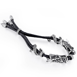 Bracciale da uomo di lusso semplice stile Dragon Series Design originale pistola nera colore tendenza a caldo in acciaio inox maglia a catena animale - Product Image 4