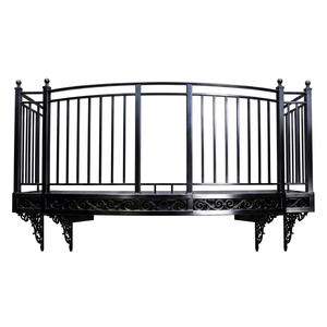 Victorian-style wrought iron balcony railing; rust-resistant,<b>wall</b>-<b>mounted</b> design; easy to assemble; suitable for outdoor spaces - Product Image 1