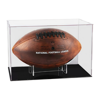 Vitrine d'exposition personnalisée pour ballons de sport en acrylique avec base en acrylique noir et support en acrylique transparent pour collection, exposition, stockage