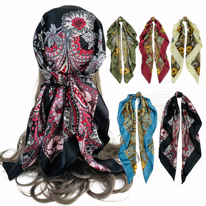 <span class=keywords><strong>Sciarpa</strong></span> stampata Cashew da donna in <span class=keywords><strong>seta</strong></span>, raso e chiffon, alla moda, 90x90 cm, quadrata, <span class=keywords><strong>foulard</strong></span>, scialle, hijab musulmano per signore - Product Image 2