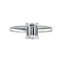 Bague en argent 925 avec moissanite 1 carat couleur D, style classique T-Brand à quatre griffes taille émeraude, certifiée GRA, pour femme, anniversaire