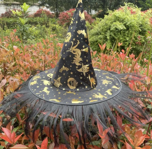 כובע מכשפה מחודד קסם מכשפה קוסם כובע מכשפה קיץ שמש רשת גזה