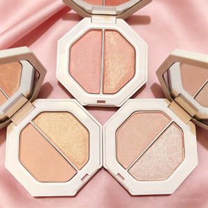 พาเลทบลัชออนไฮไลท์เตอร์สองสีแบบขายส่ง ของแท้ ชิมเมอร์ แมตต์ ติดทนนาน แป้งอัดแข็งสำหรับปัดแก้ม - Product Image 5