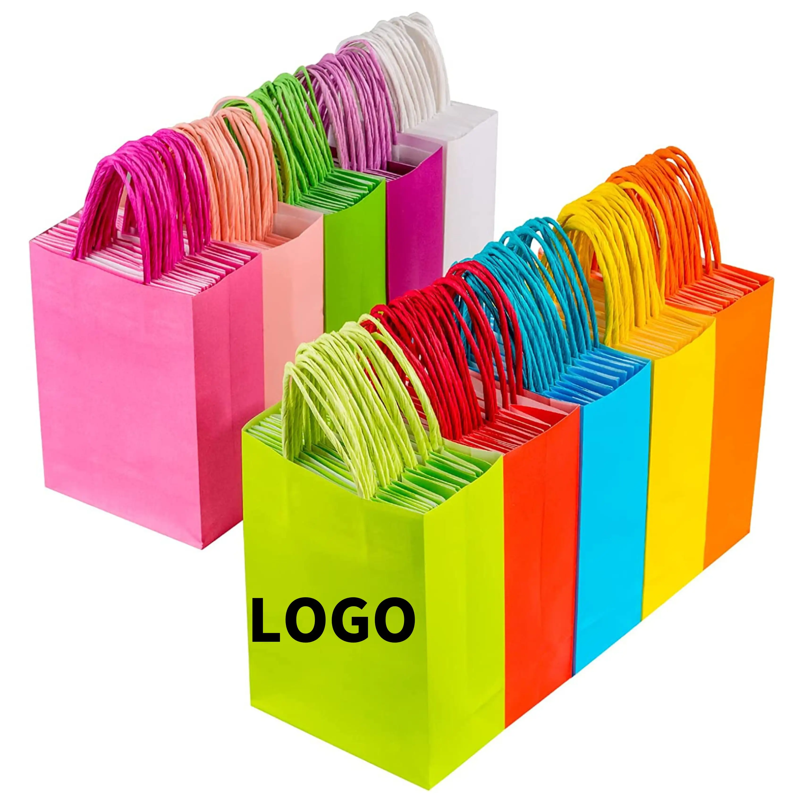 Wholesale Custom Printed your own logo shopper cloth Packaging Retail Paper Shopping Bags with handles