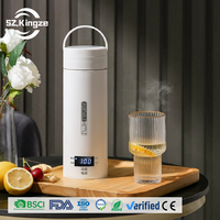 Bouilloire Électrique à Thermomètre LED Bouteille Thermos Isotherme Portable Automatique pour Voyage Café Expresso