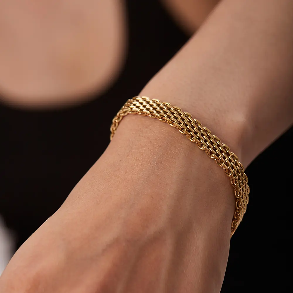 Europe and the United States ins wind wide watch band chain bracelet female titanium steel 18k gold hand jewelry jewelry