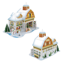 Mini puzzle de maison de Noël en mousse 3D : Jouet de décoration DIY écologique