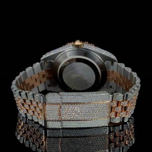 นาฬิกาสแตนเลสสตีลสไตล์ฮิปฮอปสุดหรู สีทูโทนน้ำตาล ขนาด 40 มม. หน้าปัดอนาล็อก แสดงปฏิทินเต็มรูปแบบ ระบบอัตโนมัติ กลไกจักรกล กระจก - Product Image 3