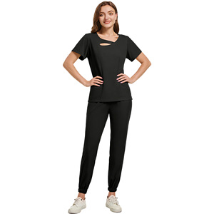 Daoyi Women's Scrub Set Polyester Knitted Two Piece Hospital Uniform For Doctors Nurses Operating Room Wear - Product Image 3