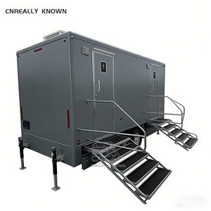 Toilettes de luxe en fibre de verre polyvalentes, toilettes mobiles extérieures personnalisées pour événements, remorque WC pour salle de bain - Product Image 1