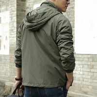 Blouson bomber léger brodé pour homme, style décontracté, coupe-vent, à capuche, pour la randonnée, fin, transfrontalier