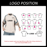 T-shirt à manches courtes unisexe personnalisé avec logo, style hip-hop, sérigraphie, épaules tombantes, col rond, empiècements raglan, coton élasthanne, coupe classique