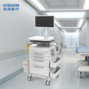 आधुनिक औद्योगिक डिजाइन अस्पताल कार्ट मूक पहियों मेडिकल कंप्यूटिंग ट्रॉली के साथ मॉनिटर माउंट एल्यूमीनियम एब्स धातु - Product Image 6