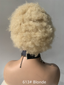 Parrucche Intrecciate DX050 in Capelli Umani, <span class=keywords><strong>Parrucca</strong></span> Africana con Trecce Box Braids, Senza Colla, Full Lace, Biondo 613, Ricci <span class=keywords><strong>Afro</strong></span> Kinky, 8-10 Pollici - Product Image 4