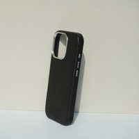 Étui de téléphone personnalisable en cuir véritable de luxe, antichoc magnétique, pour la série 17/16/15 Pro Max avec cadre de caméra en métal